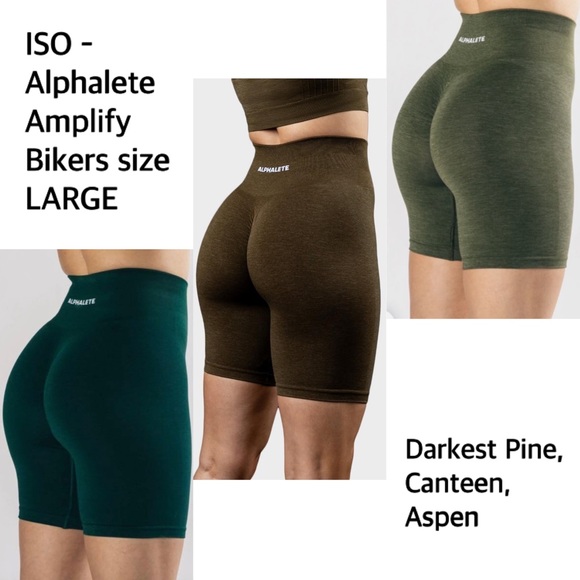 Alphalete | Shorts | Iso Alphalete Amplify Biker Shorts Darkest Pine  Canteen Aspen Size Large | Poshmark